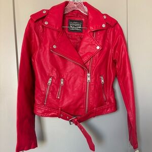 Levi's Women's Vibrant Red Leather Jacket